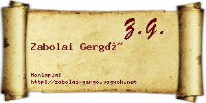Zabolai Gergő névjegykártya